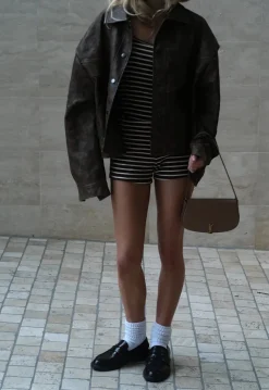 Carrie Mini Short Wine Stripe