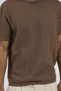 Carter Knitted Crew Tee Choc