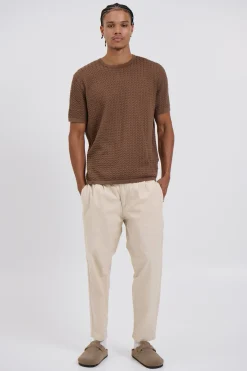 Carter Knitted Crew Tee Choc