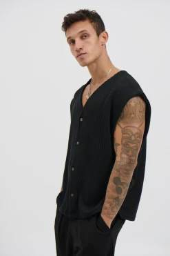 Cassius Knitted Vest Black