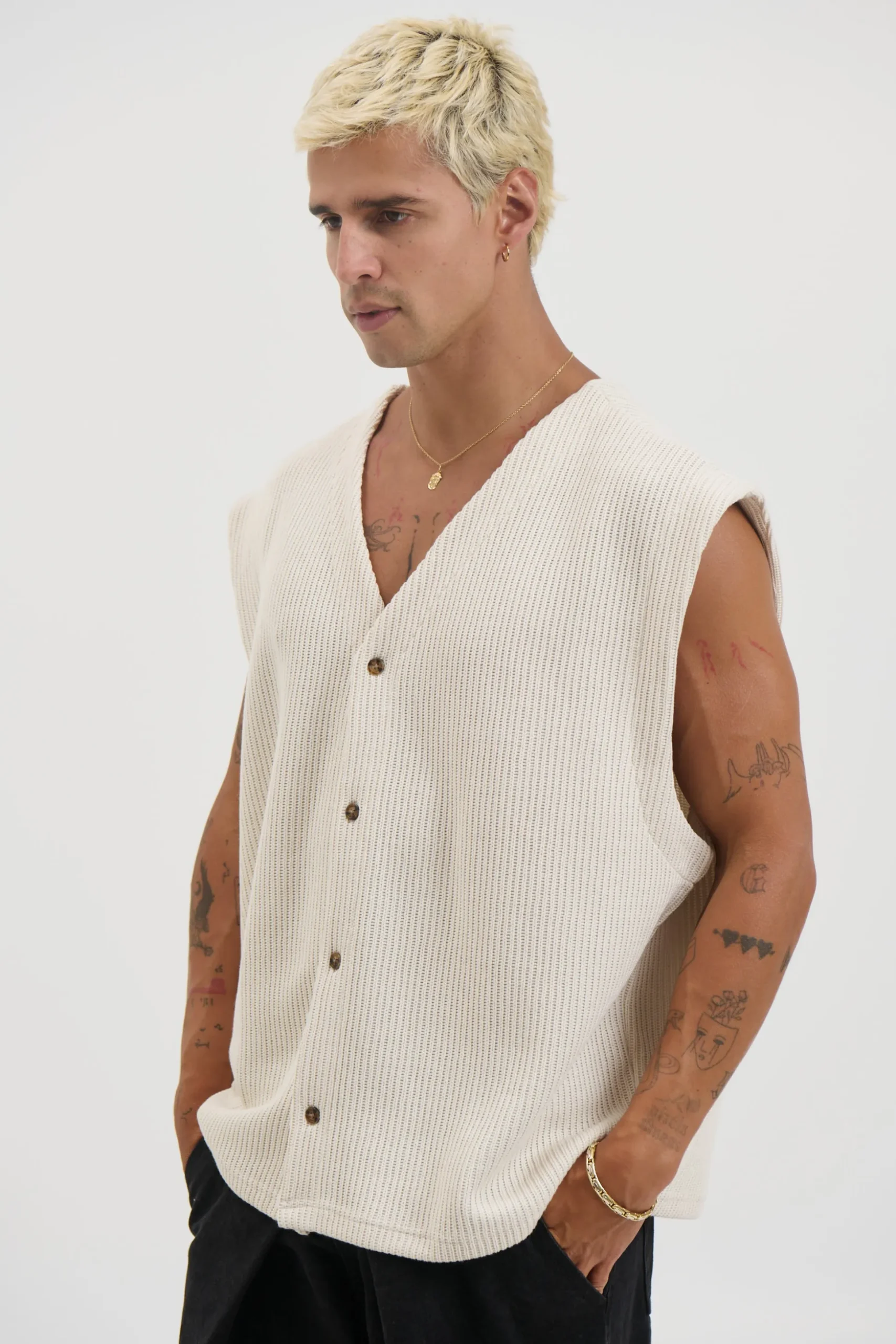 Cassius Knitted Vest Sand