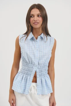 Charlotte Sleeveless Shirt Blue