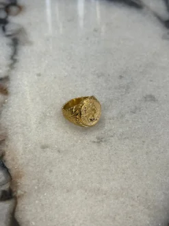 Coin Signet Ring Gold