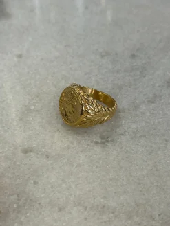 Coin Signet Ring Gold