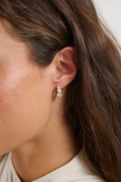 Crystal Huggie Earring 18k Gold Plated