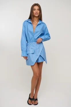 Daria Layered Shirt Dress Blue
