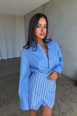 Daria Layered Shirt Dress Blue