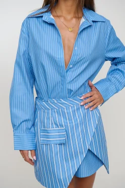 Daria Layered Shirt Dress Blue