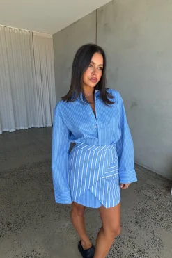 Daria Layered Shirt Dress Blue