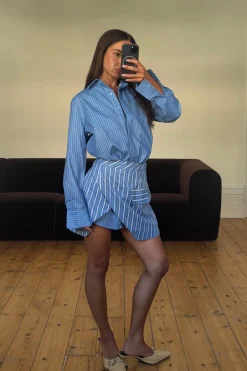 Daria Layered Shirt Dress Blue