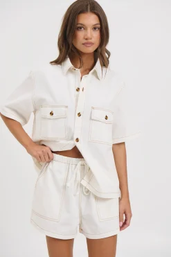 Delaney Denim Set White