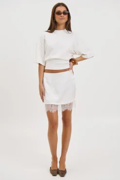 Dion Lace Skirt White