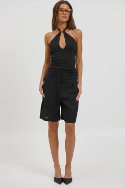 Dora Linen Short Black