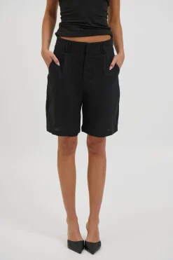 Dora Linen Short Black