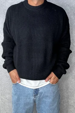 Drop Sleeve Heavy Knit Black