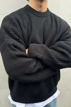 Drop Sleeve Heavy Knit Black