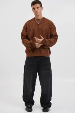 Drop Sleeve Heavy Knit Choc