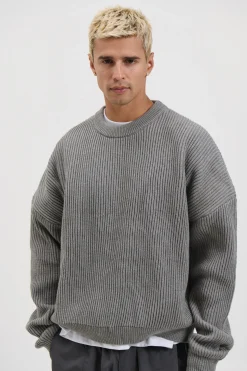 Drop Sleeve Heavy Knit Light Grey