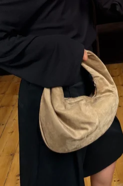 Elena Handle Bag Stone Suede