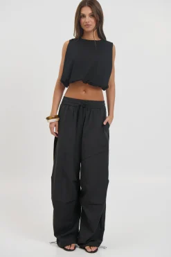 Emily Bubble Hem Top Black