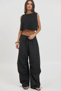 Emily Bubble Hem Top Black