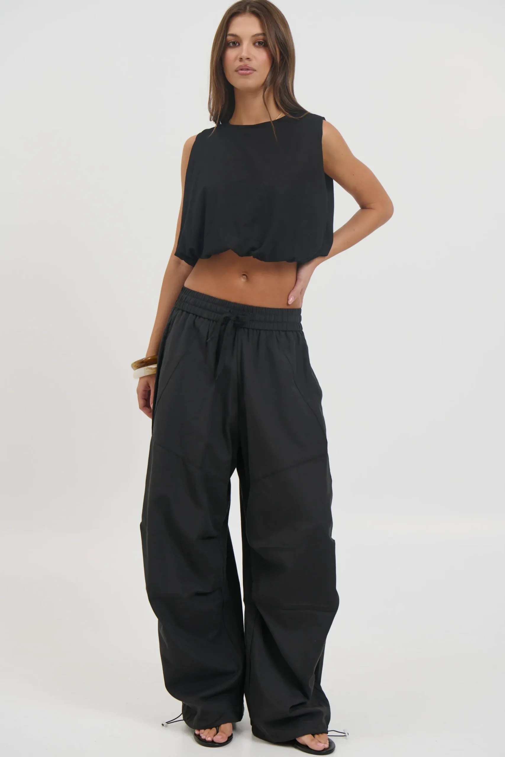 Emily Bubble Hem Top Black