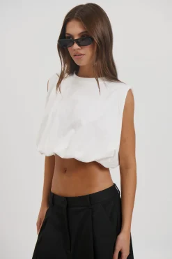 Emily Bubble Hem Top White