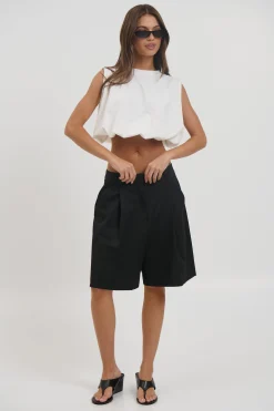 Emily Bubble Hem Top White