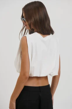 Emily Bubble Hem Top White