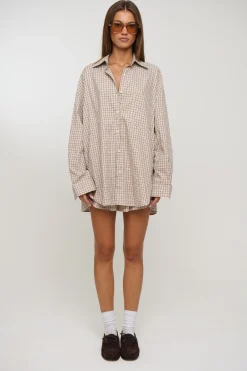 Emina Check Shirt Beige