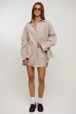 Emina Check Shirt Beige