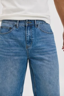 Flint Baggy Denim Jort Mid Blue