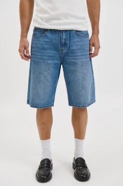Flint Baggy Denim Jort Mid Blue