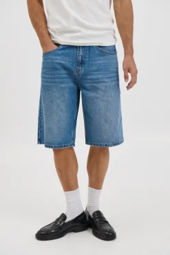 Flint Baggy Denim Jort Mid Blue