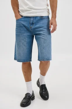 Flint Baggy Denim Jort Mid Blue