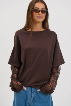 Francesca Lace Tee Chocolate