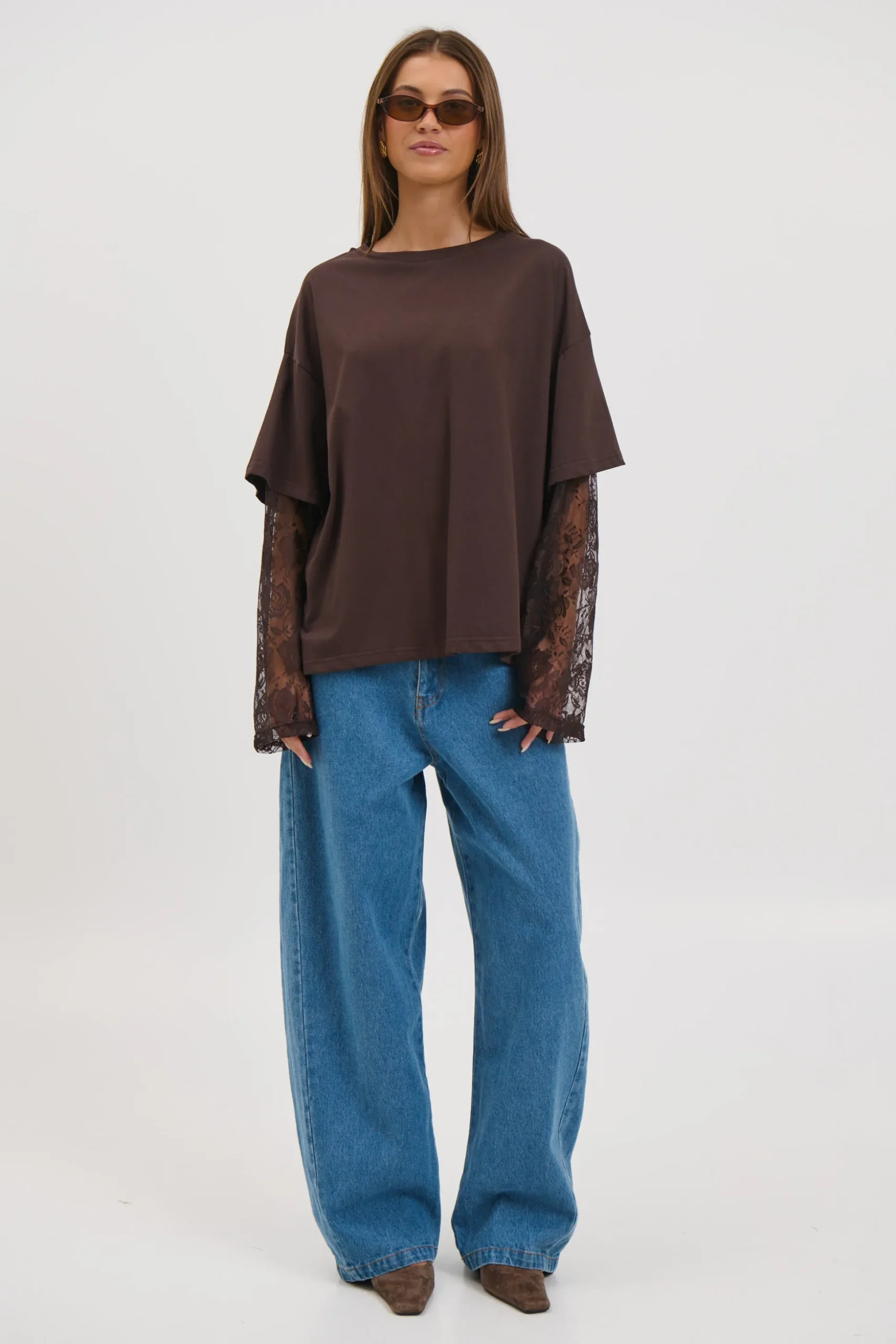 Francesca Lace Tee Chocolate