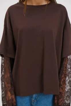 Francesca Lace Tee Chocolate
