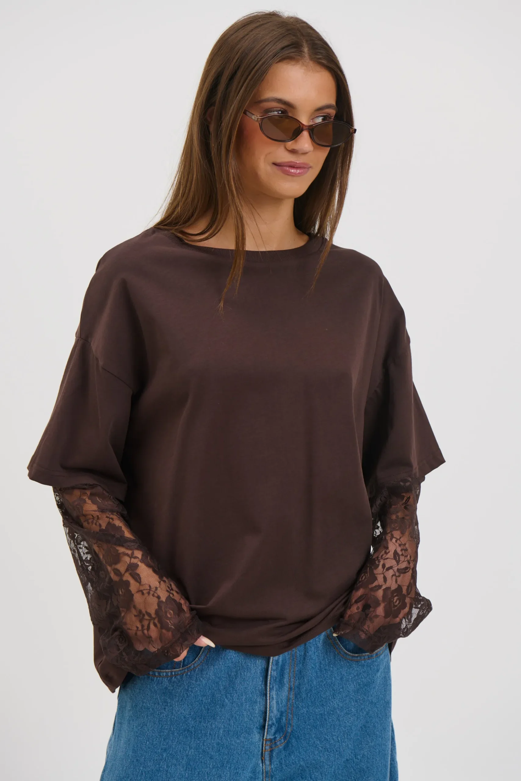 Francesca Lace Tee Chocolate