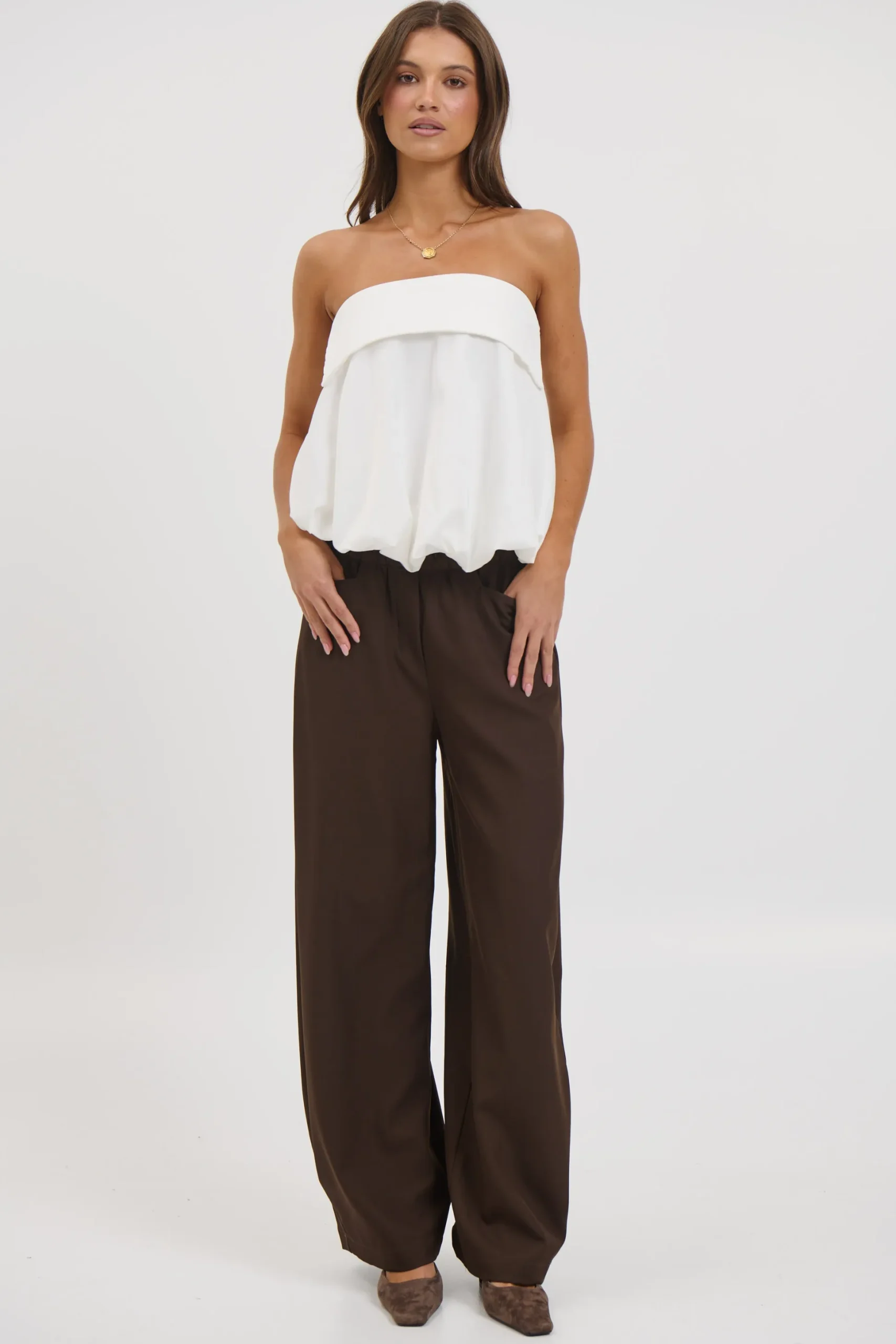 Gracie Strapless Top White