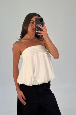 Gracie Strapless Top White