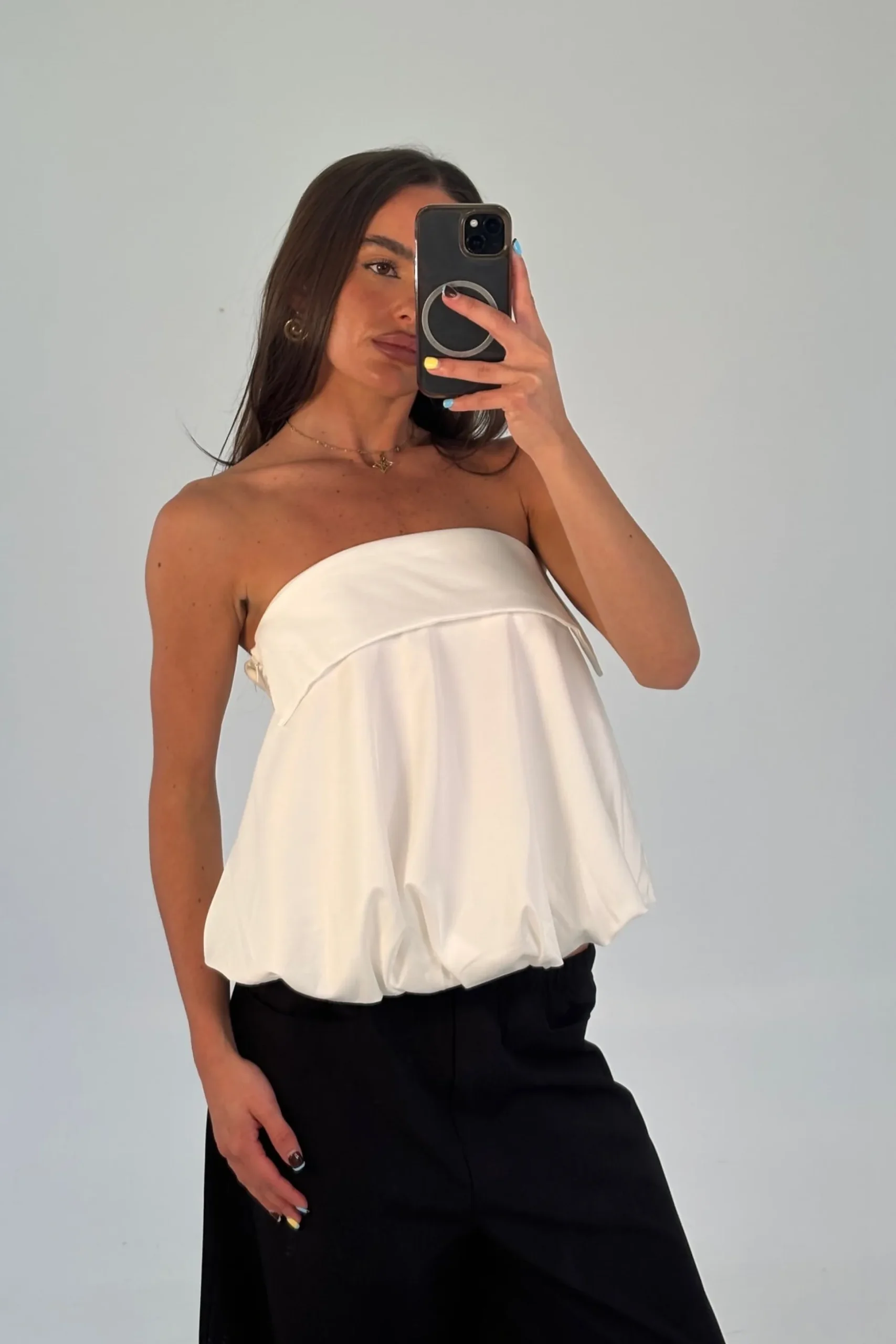 Gracie Strapless Top White