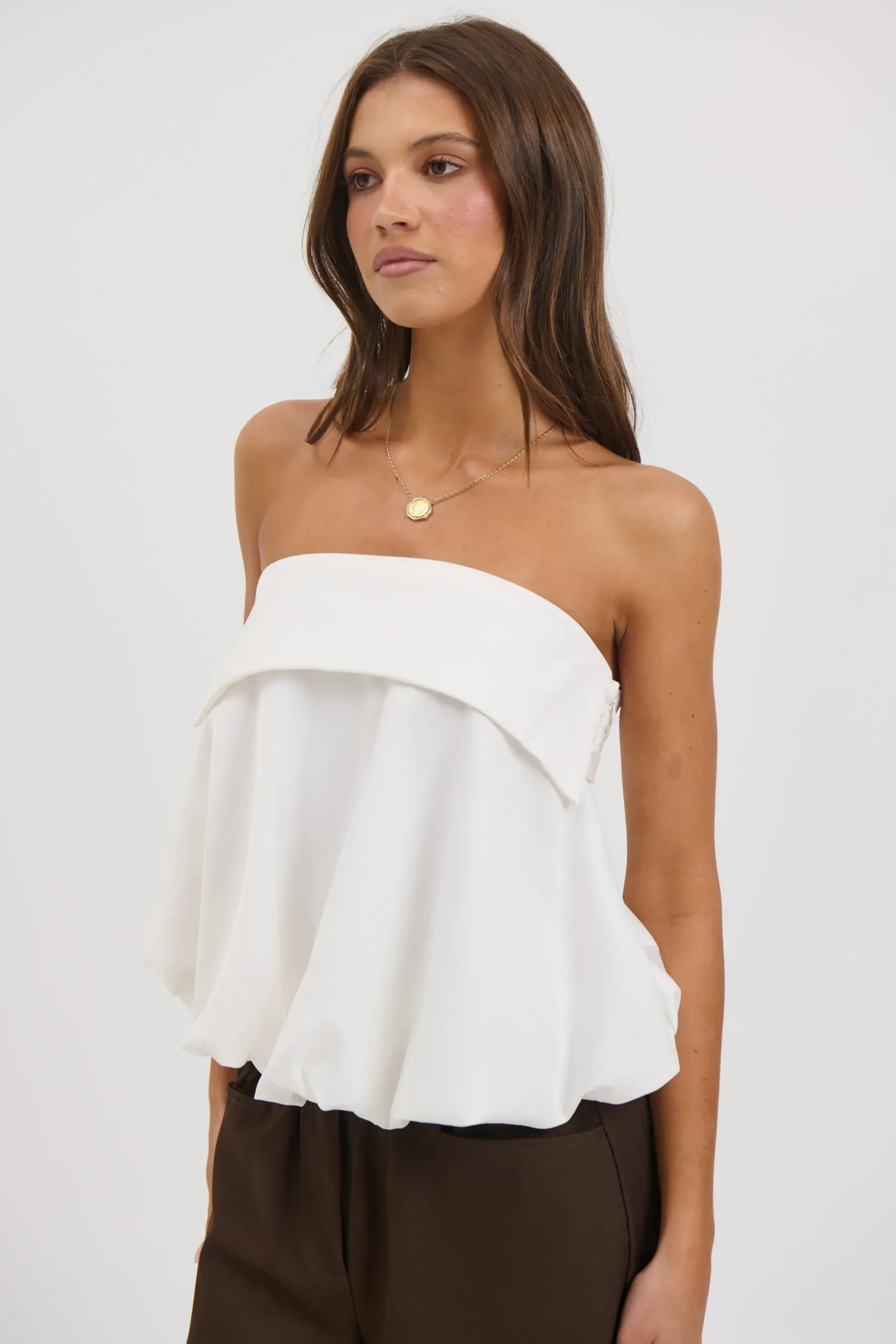 Gracie Strapless Top White