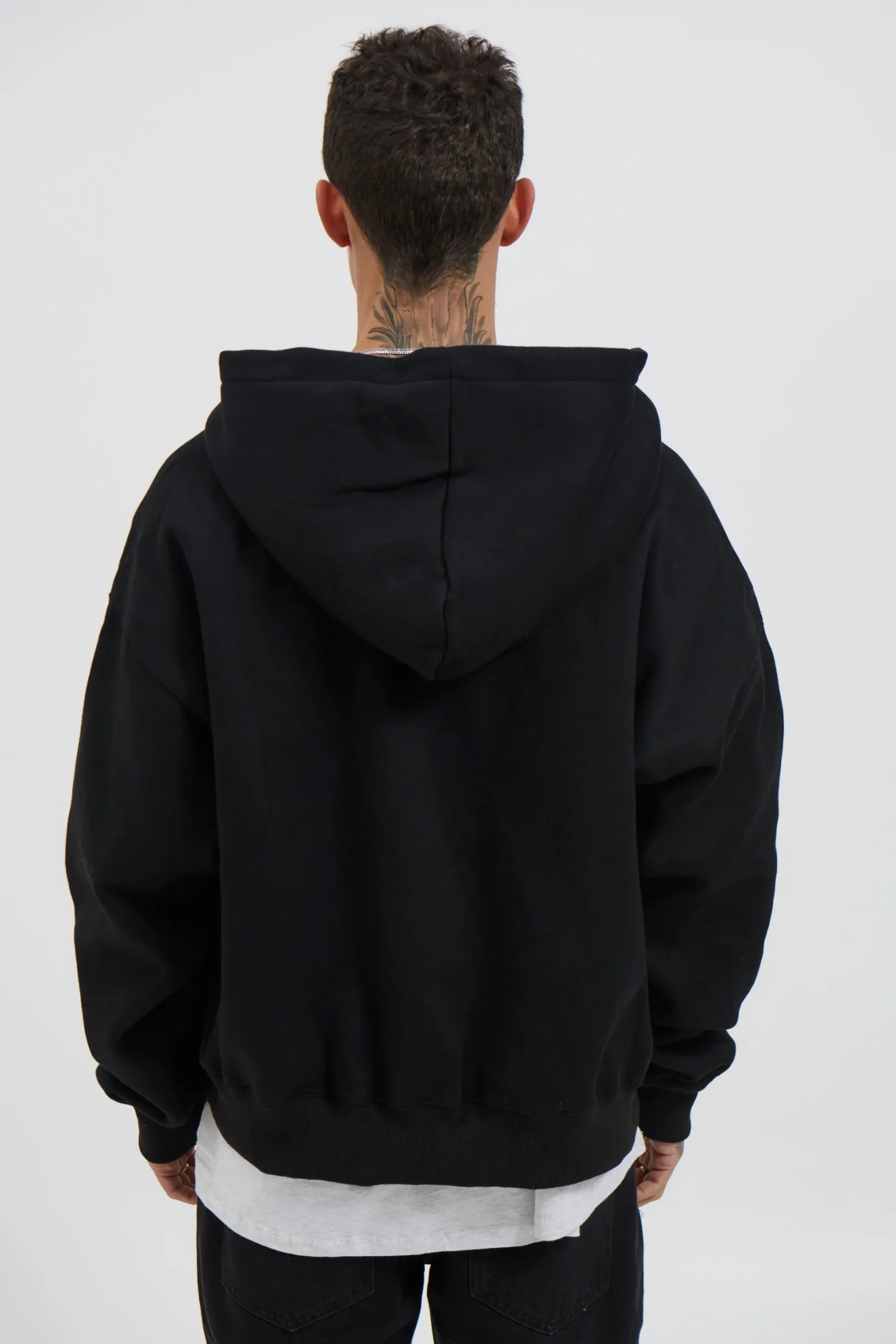 Half Zip Heavyweight Hood Black