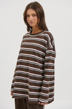 Horizon Long Sleeve Dark Chocolate Stripe