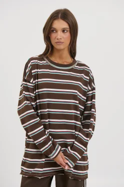 Horizon Long Sleeve Dark Chocolate Stripe