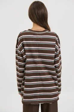 Horizon Long Sleeve Dark Chocolate Stripe