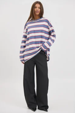 Horizon Long Sleeve Dusty Blue Stripe