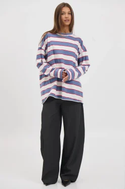 Horizon Long Sleeve Dusty Blue Stripe