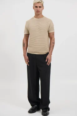 Horizontal Rib Knit Tee Oat